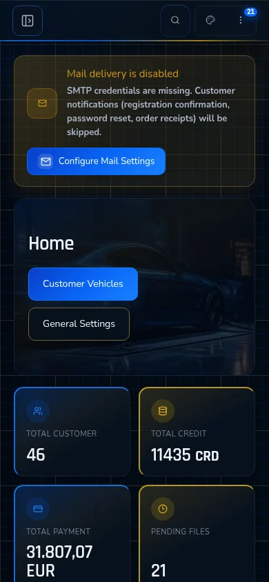 Admin dashboard