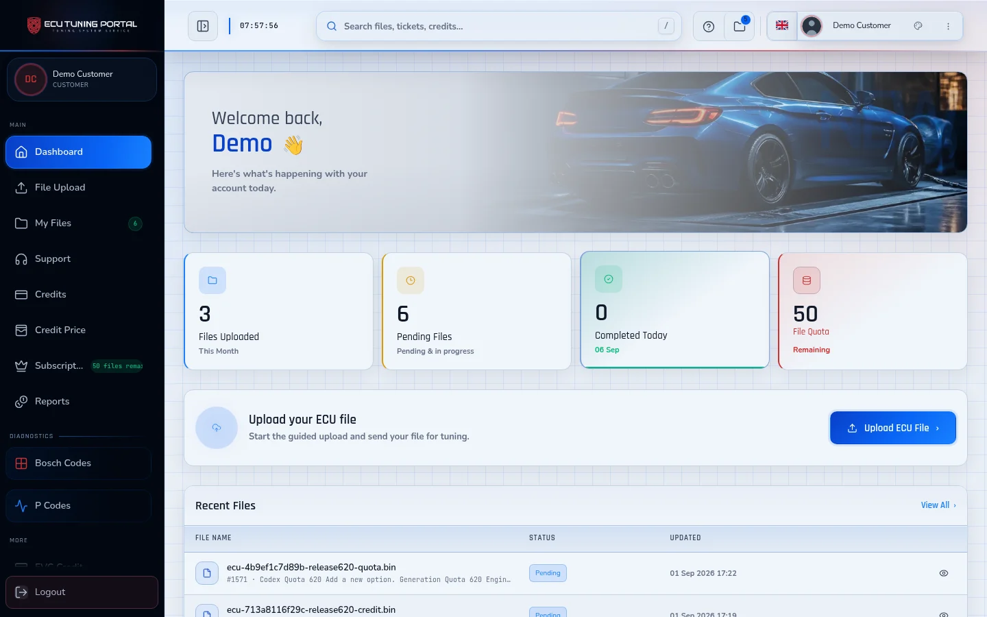 Customer dashboard